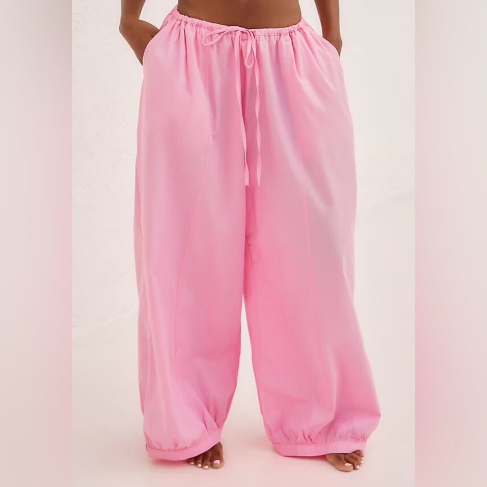 Anthropologie Wide-Leg Drawstring Pants in Pink
